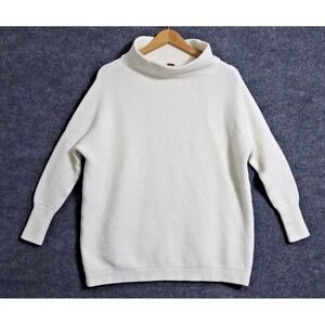 Free People Sweater Women XS White Cream Textured Grid Oversized Mock Neck‎